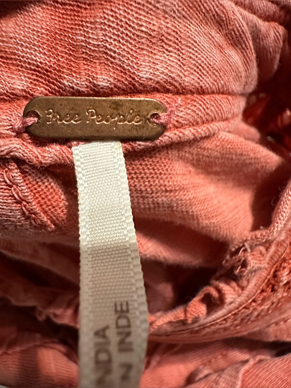 Free People Rust Ruffle Sleeve Pintuck Blouse - Picture 5 of 5